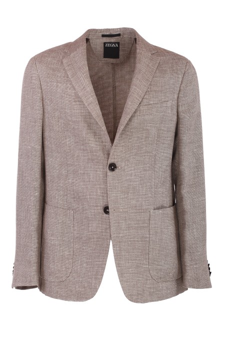 Shop ZEGNA  Jacket: Zegna linen and cotton blend shirt jacket.
Regular fit.
Classic lapels.
Button closure.
Patch pockets.
Composition: 58% linen, 42% cotton.
Made in Turkey.. 776711A7 1D7SG0-776711A7